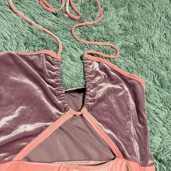 Dolls Kill Velour Halter Top Dress - Picture 3 of 3